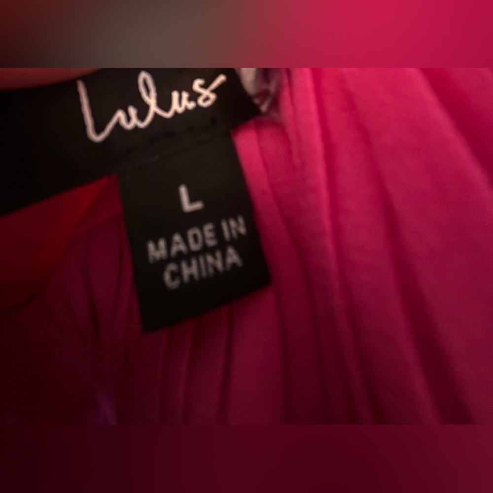 Lulu’s Cascading Crushed HotPink Midi Dress-Size Large - Picture 15 of 16
